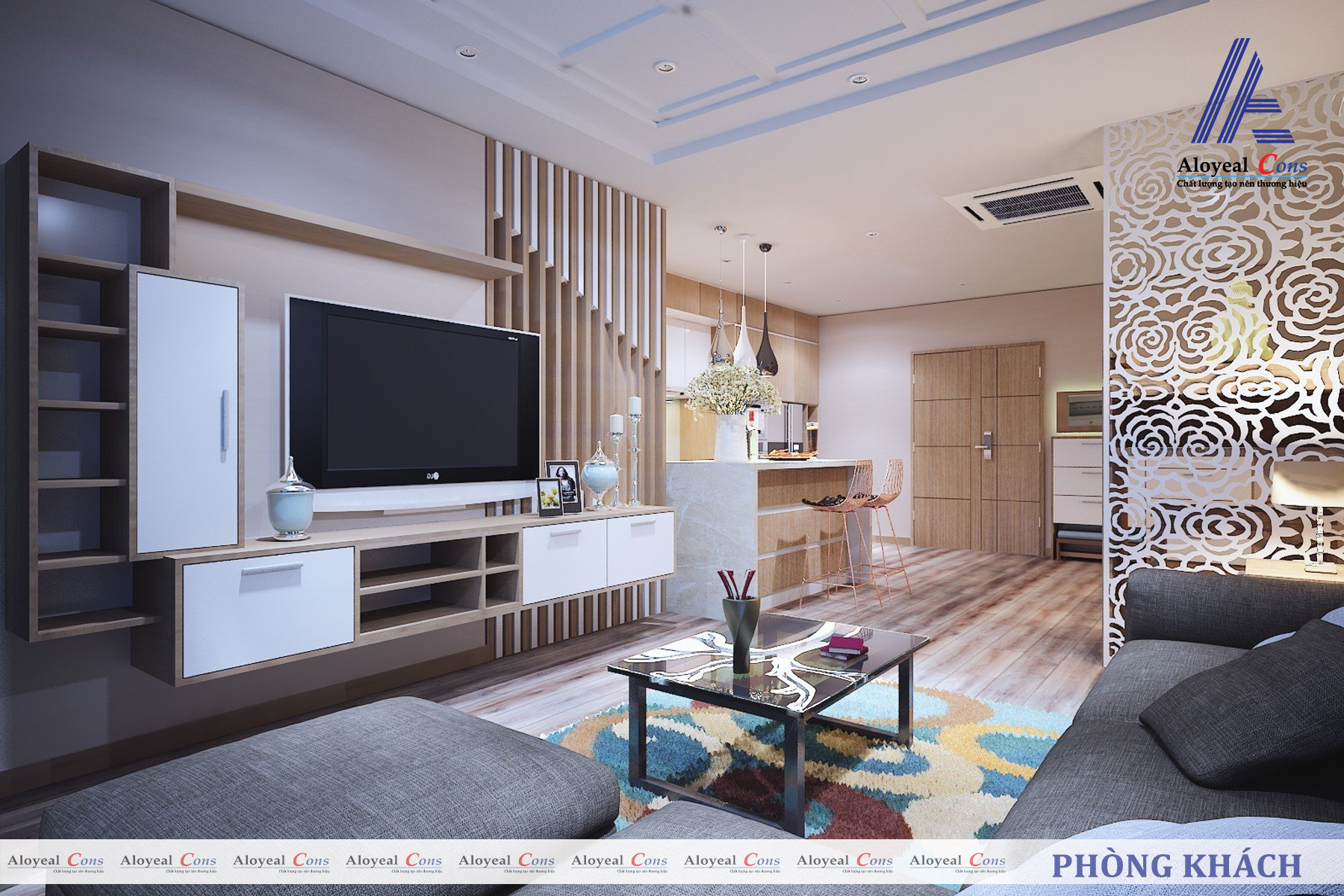 Thiết kế nội thất không gian phòng khách cho chung cư Richstar 